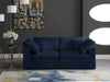 Meridian Furniture - Cozy 80" Navy Velvet Upholstered Overstuffed Fiber Filled Comfort 2pc. Sofa - 634Navy-S80 - GreatFurnitureDeal