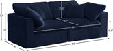 Meridian Furniture - Cozy 80" Navy Velvet Upholstered Overstuffed Fiber Filled Comfort 2pc. Sofa - 634Navy-S80 - GreatFurnitureDeal