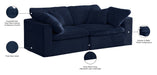 Meridian Furniture - Cozy 80" Navy Velvet Upholstered Overstuffed Fiber Filled Comfort 2pc. Sofa - 634Navy-S80 - GreatFurnitureDeal