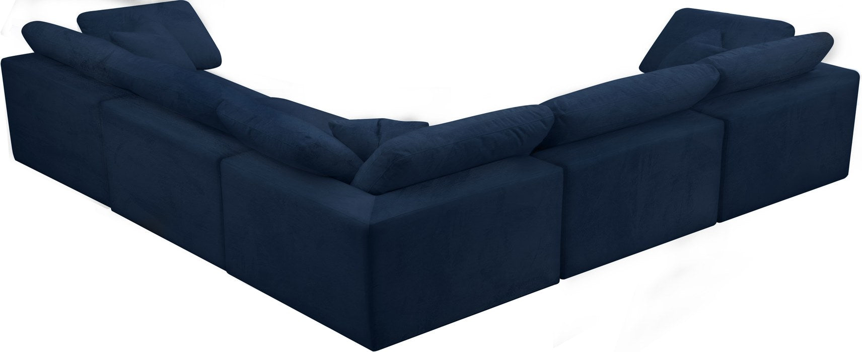 Meridian Furniture - Cozy 119" Navy Velvet Upholstered Overstuffed Fiber Filled Comfort 5pc. Sectional - 634Navy-Sec5C - GreatFurnitureDeal