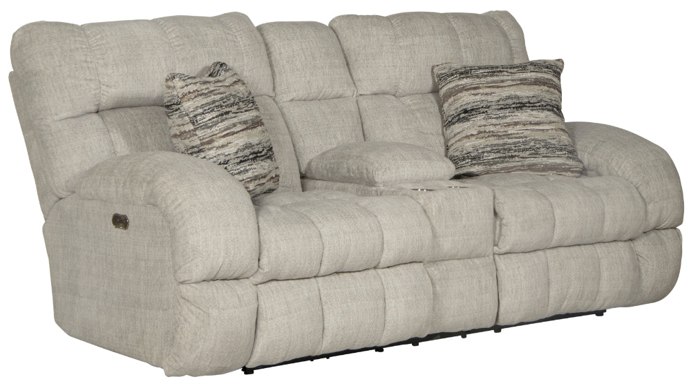 Catnapper - Ashland Power Lay Flat Reclining Console Loveseat in Buff/Zebra - 63599-ZEBRA - GreatFurnitureDeal