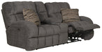 Catnapper - Ashland Power Lay Flat Reclining Console Loveseat in Granite/Night - 63599-NIGHT - GreatFurnitureDeal