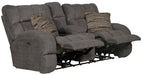 Catnapper - Ashland Power Lay Flat Reclining Console Loveseat in Granite/Night - 63599-NIGHT - GreatFurnitureDeal