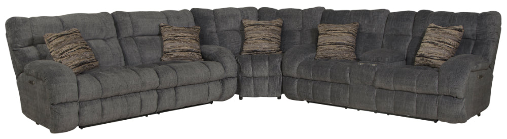 Catnapper - Ashland 3 Piece Lay Flat Reclining Sectional in Granite/Night - 3591-98-599-NIGHT - GreatFurnitureDeal