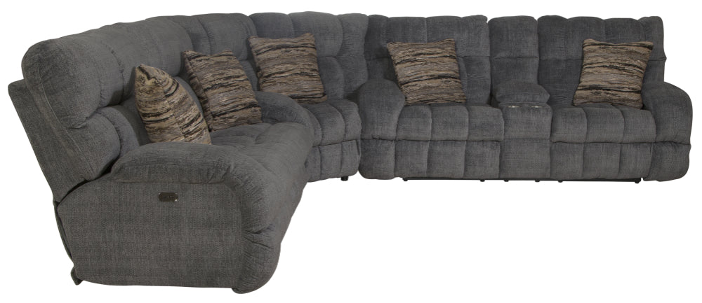 Catnapper - Ashland 3 Piece Lay Flat Reclining Sectional in Granite/Night - 3591-98-599-NIGHT - GreatFurnitureDeal