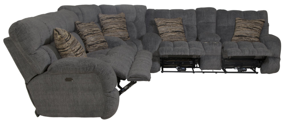 Catnapper - Ashland 3 Piece Lay Flat Reclining Sectional in Granite/Night - 3591-98-599-NIGHT