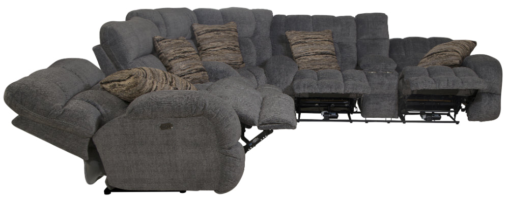 Catnapper - Ashland 3 Piece Lay Flat Reclining Sectional in Granite/Night - 3591-98-599-NIGHT