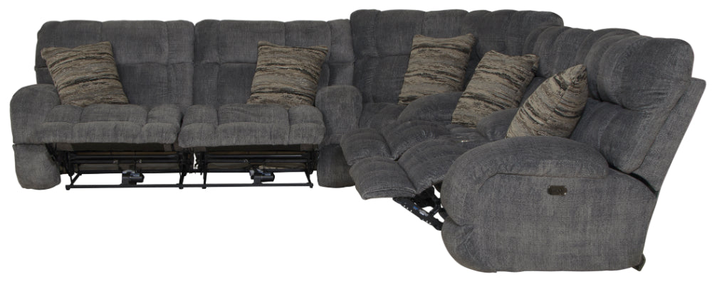 Catnapper - Ashland 3 Piece Lay Flat Reclining Sectional in Granite/Night - 3591-98-599-NIGHT