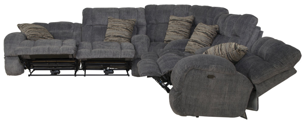 Catnapper - Ashland 3 Piece Lay Flat Reclining Sectional in Granite/Night - 3591-98-599-NIGHT
