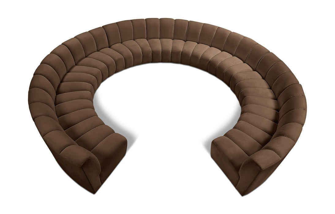 Meridian Furniture - Infinity 183" Brown Velvet Upholstered 11pc. Sectional - 638Brown-11PC - GreatFurnitureDeal