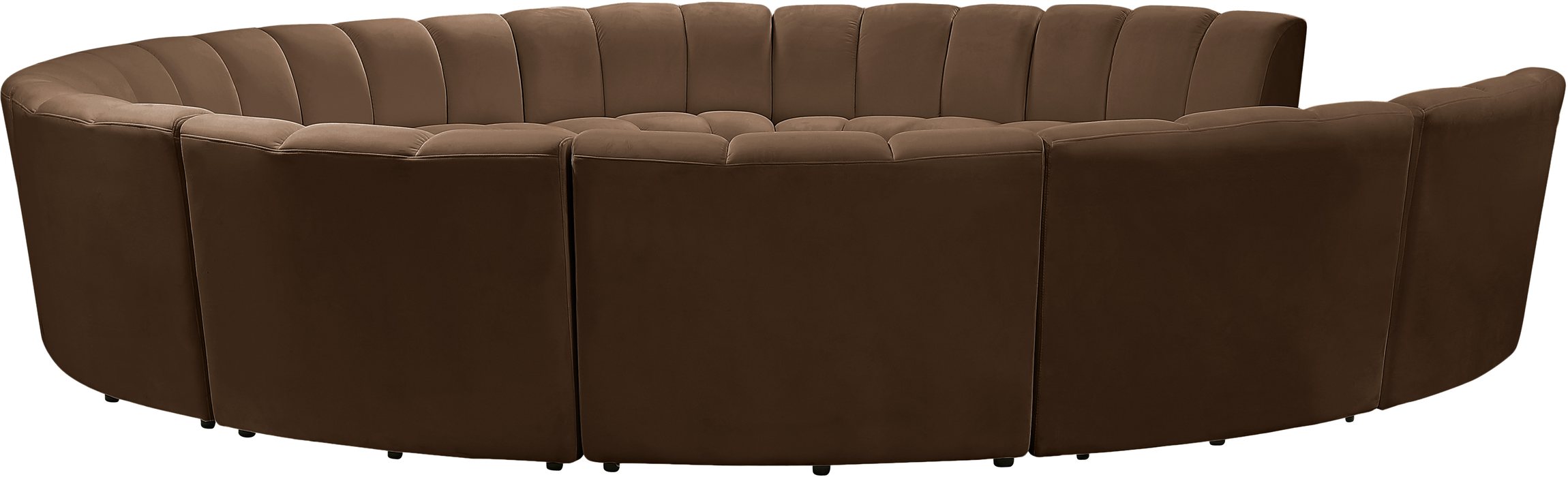 Meridian Furniture - Infinity 183" Brown Velvet Upholstered 11pc. Sectional - 638Brown-11PC - GreatFurnitureDeal