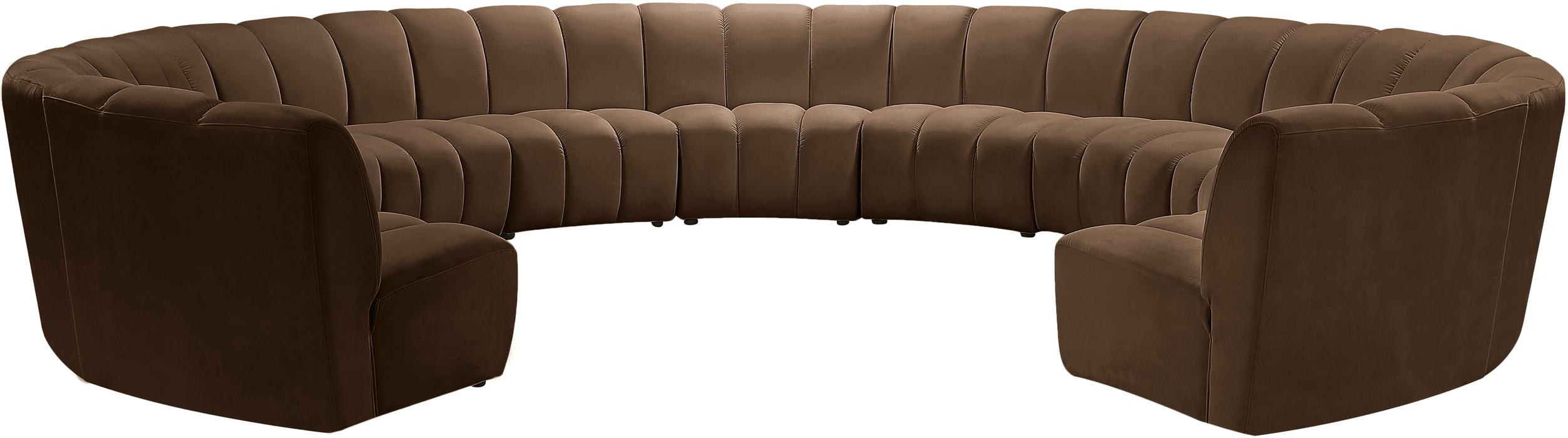 Meridian Furniture - Infinity 183" Brown Velvet Upholstered 11pc. Sectional - 638Brown-11PC - GreatFurnitureDeal