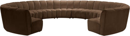 Meridian Furniture - Infinity 183" Brown Velvet Upholstered 11pc. Sectional - 638Brown-11PC - GreatFurnitureDeal