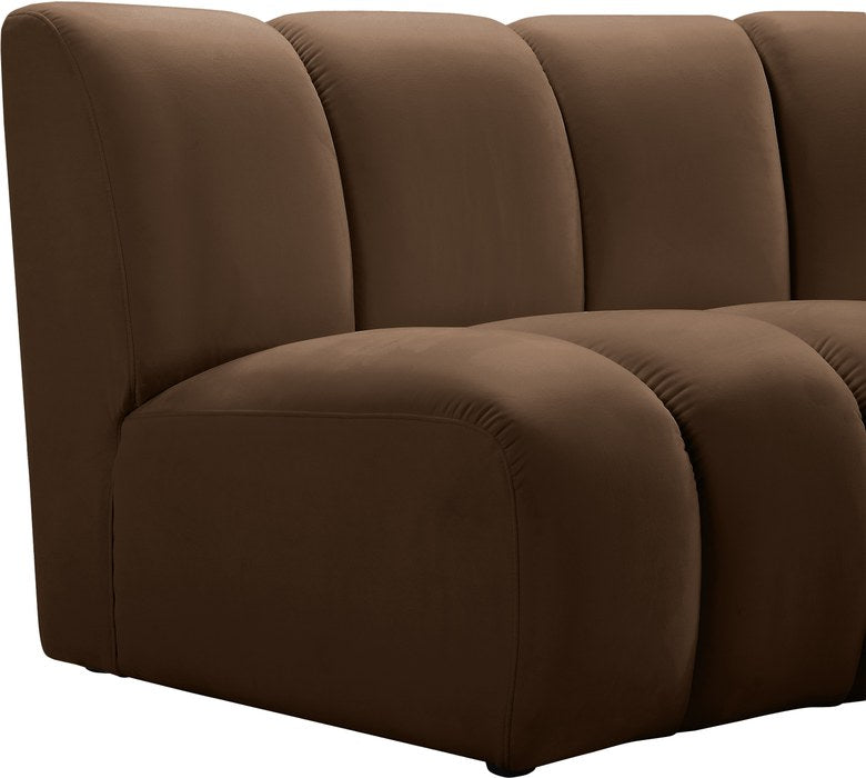 Meridian Furniture - Infinity 183" Brown Velvet Upholstered 11pc. Sectional - 638Brown-11PC - GreatFurnitureDeal