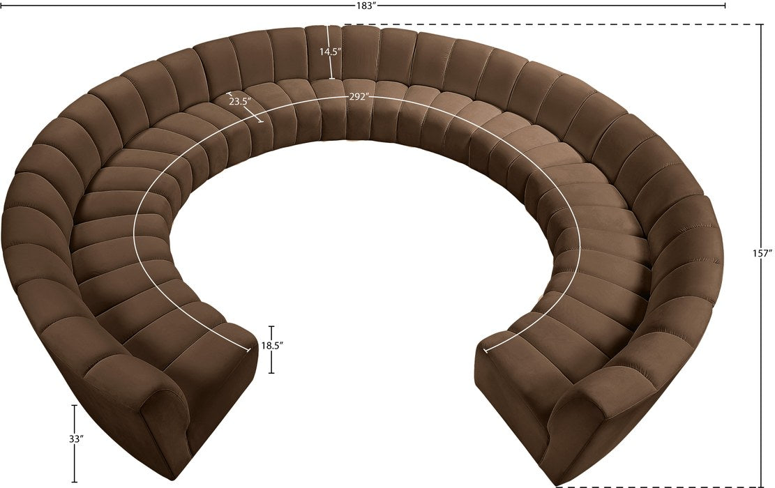 Meridian Furniture - Infinity 183" Brown Velvet Upholstered 11pc. Sectional - 638Brown-11PC - GreatFurnitureDeal