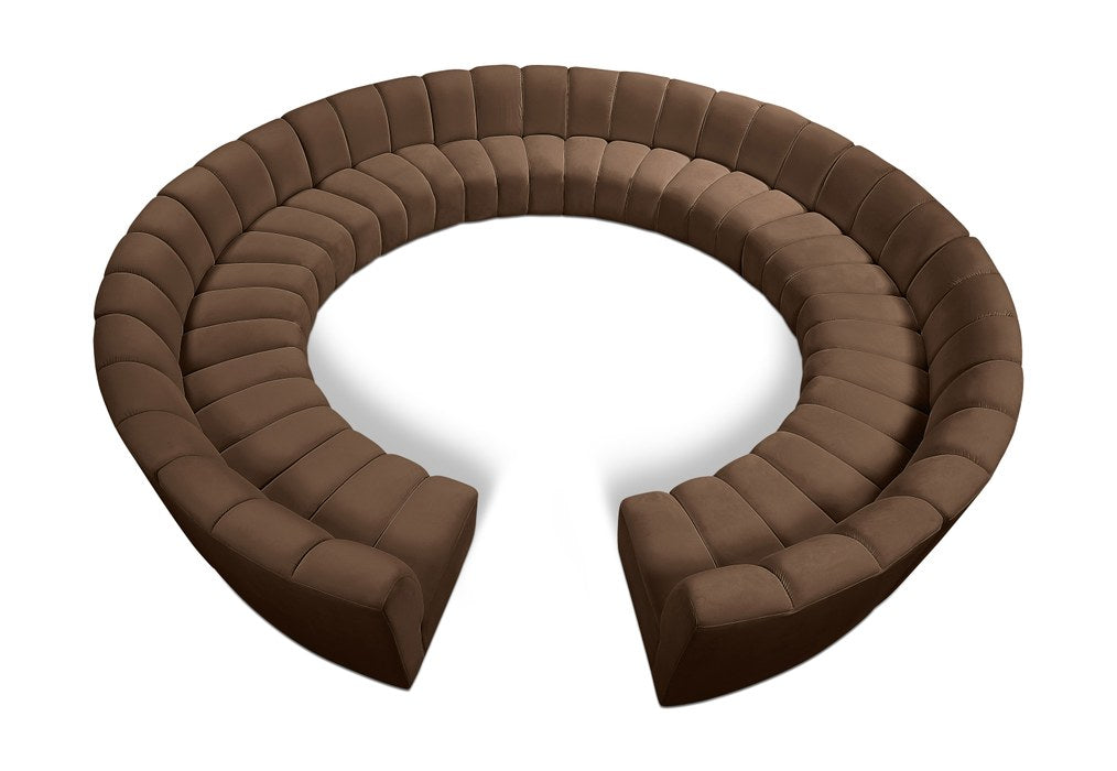 Meridian Furniture - Infinity 183" Brown Velvet Upholstered 12pc. Sectional - 638Brown-12PC - GreatFurnitureDeal