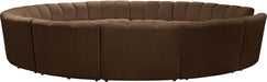 Meridian Furniture - Infinity 183" Brown Velvet Upholstered 12pc. Sectional - 638Brown-12PC - GreatFurnitureDeal