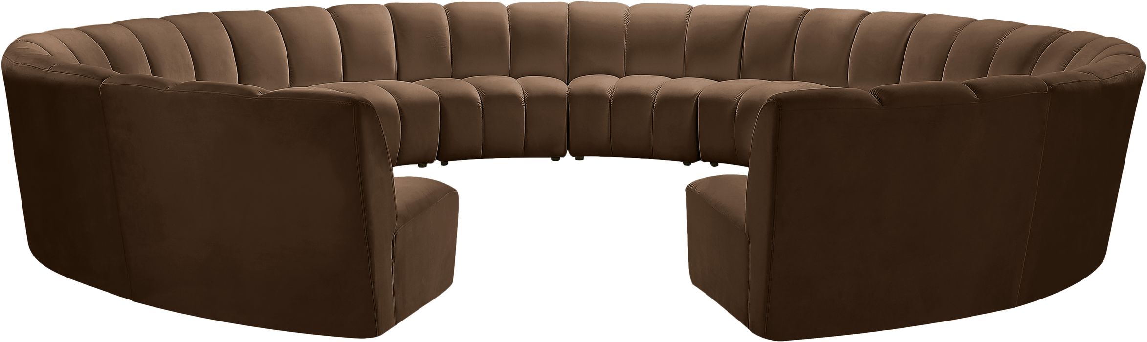 Meridian Furniture - Infinity 183" Brown Velvet Upholstered 12pc. Sectional - 638Brown-12PC - GreatFurnitureDeal