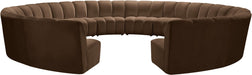 Meridian Furniture - Infinity 183" Brown Velvet Upholstered 12pc. Sectional - 638Brown-12PC - GreatFurnitureDeal
