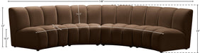 Meridian Furniture - Infinity 148" Brown Velvet Upholstered 4pc. Sectional - 638Brown-4PC - GreatFurnitureDeal
