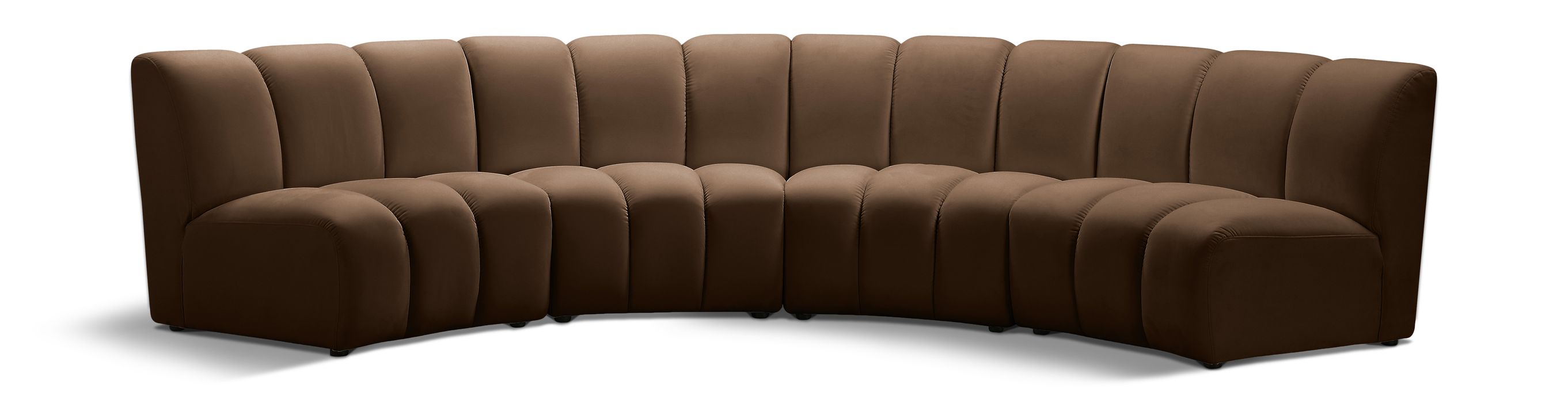 Meridian Furniture - Infinity 148" Brown Velvet Upholstered 4pc. Sectional - 638Brown-4PC - GreatFurnitureDeal