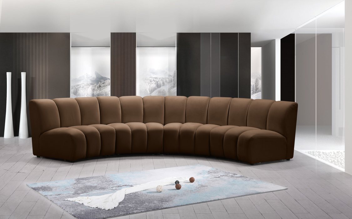 Meridian Furniture - Infinity 148" Brown Velvet Upholstered 4pc. Sectional - 638Brown-4PC - GreatFurnitureDeal