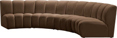 Meridian Furniture - Infinity 148" Brown Velvet Upholstered 4pc. Sectional - 638Brown-4PC - GreatFurnitureDeal
