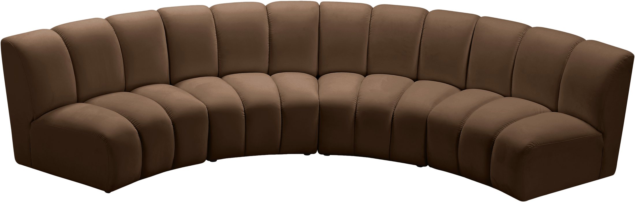 Meridian Furniture - Infinity 148" Brown Velvet Upholstered 4pc. Sectional - 638Brown-4PC - GreatFurnitureDeal