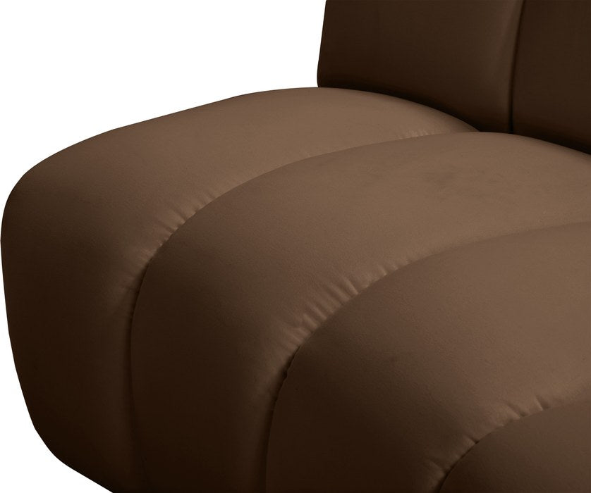 Meridian Furniture - Infinity 148" Brown Velvet Upholstered 4pc. Sectional - 638Brown-4PC - GreatFurnitureDeal