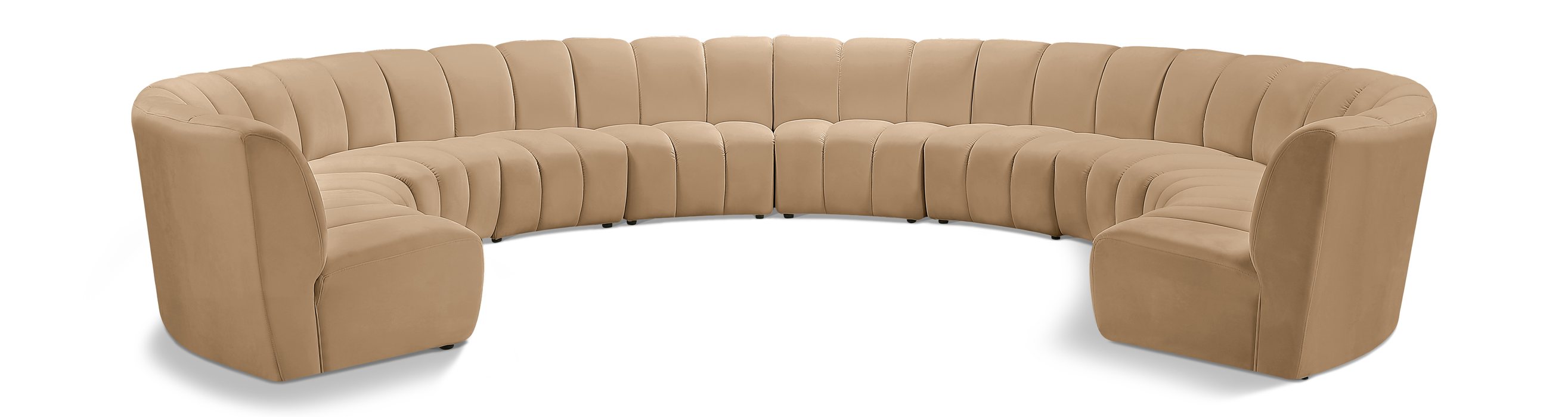 Meridian Furniture - Infinity 183" Camel Velvet Upholstered 10pc. Sectional - 638Camel-10PC - GreatFurnitureDeal