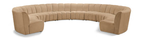 Meridian Furniture - Infinity 183" Camel Velvet Upholstered 10pc. Sectional - 638Camel-10PC - GreatFurnitureDeal