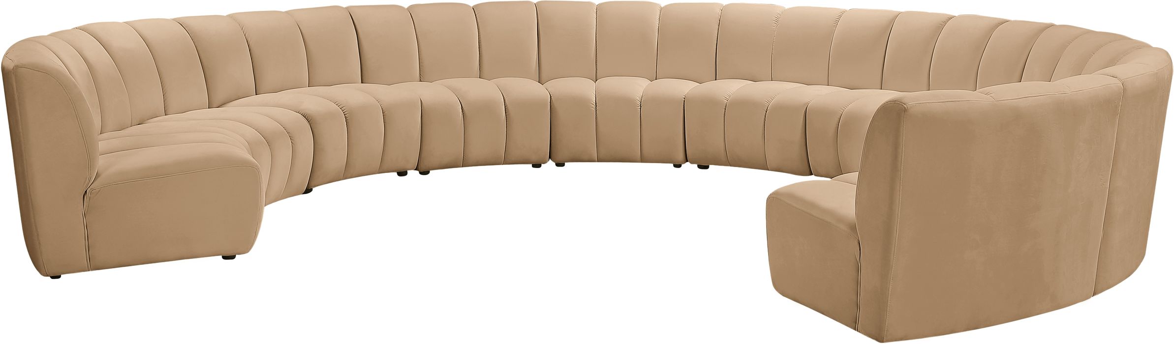 Meridian Furniture - Infinity 183" Camel Velvet Upholstered 10pc. Sectional - 638Camel-10PC - GreatFurnitureDeal