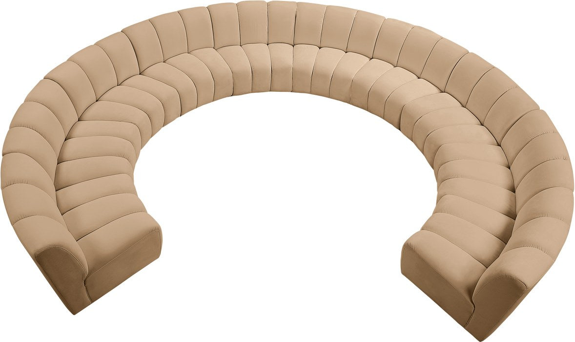 Meridian Furniture - Infinity 183" Camel Velvet Upholstered 10pc. Sectional - 638Camel-10PC - GreatFurnitureDeal