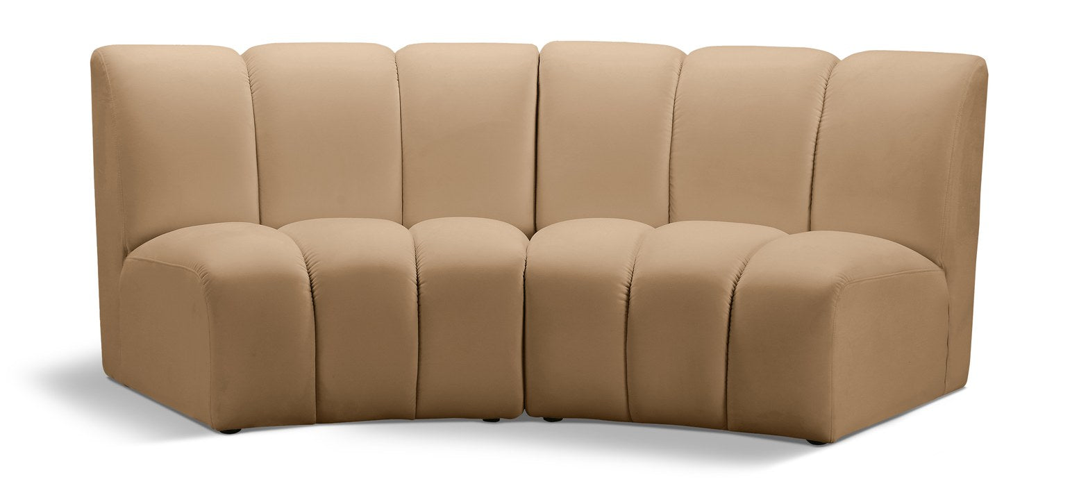 Meridian Furniture - Infinity 83" Camel Velvet Upholstered 2pc. Sectional - 638Camel-2PC - GreatFurnitureDeal