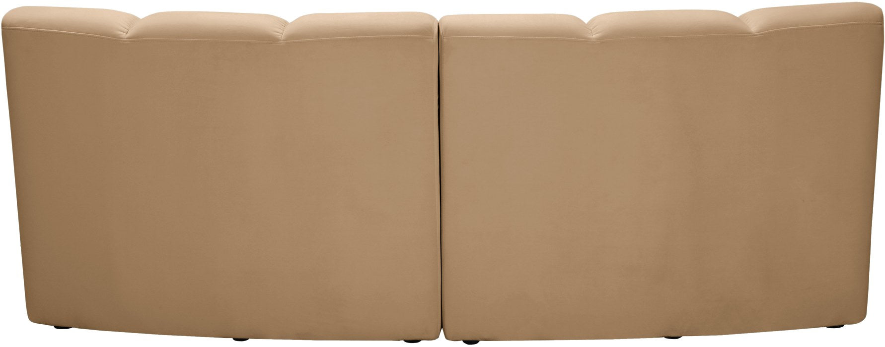 Meridian Furniture - Infinity 83" Camel Velvet Upholstered 2pc. Sectional - 638Camel-2PC - GreatFurnitureDeal