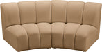 Meridian Furniture - Infinity 83" Camel Velvet Upholstered 2pc. Sectional - 638Camel-2PC - GreatFurnitureDeal