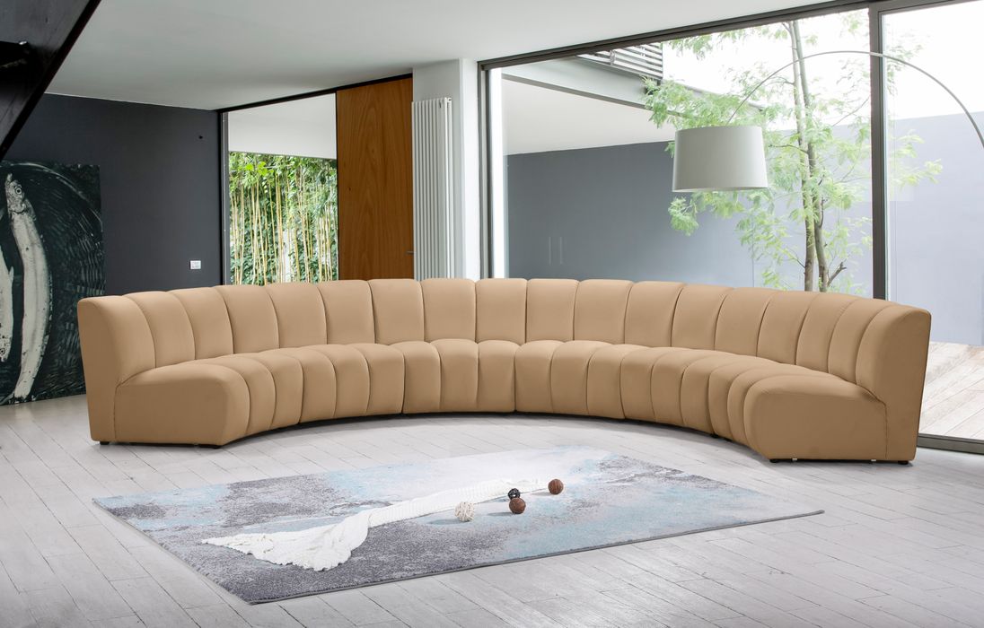 Meridian Furniture - Infinity 174" Camel Velvet Upholstered 6pc. Sectional - 638Camel-6PC - GreatFurnitureDeal