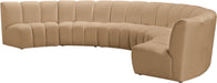 Meridian Furniture - Infinity 174" Camel Velvet Upholstered 6pc. Sectional - 638Camel-6PC - GreatFurnitureDeal