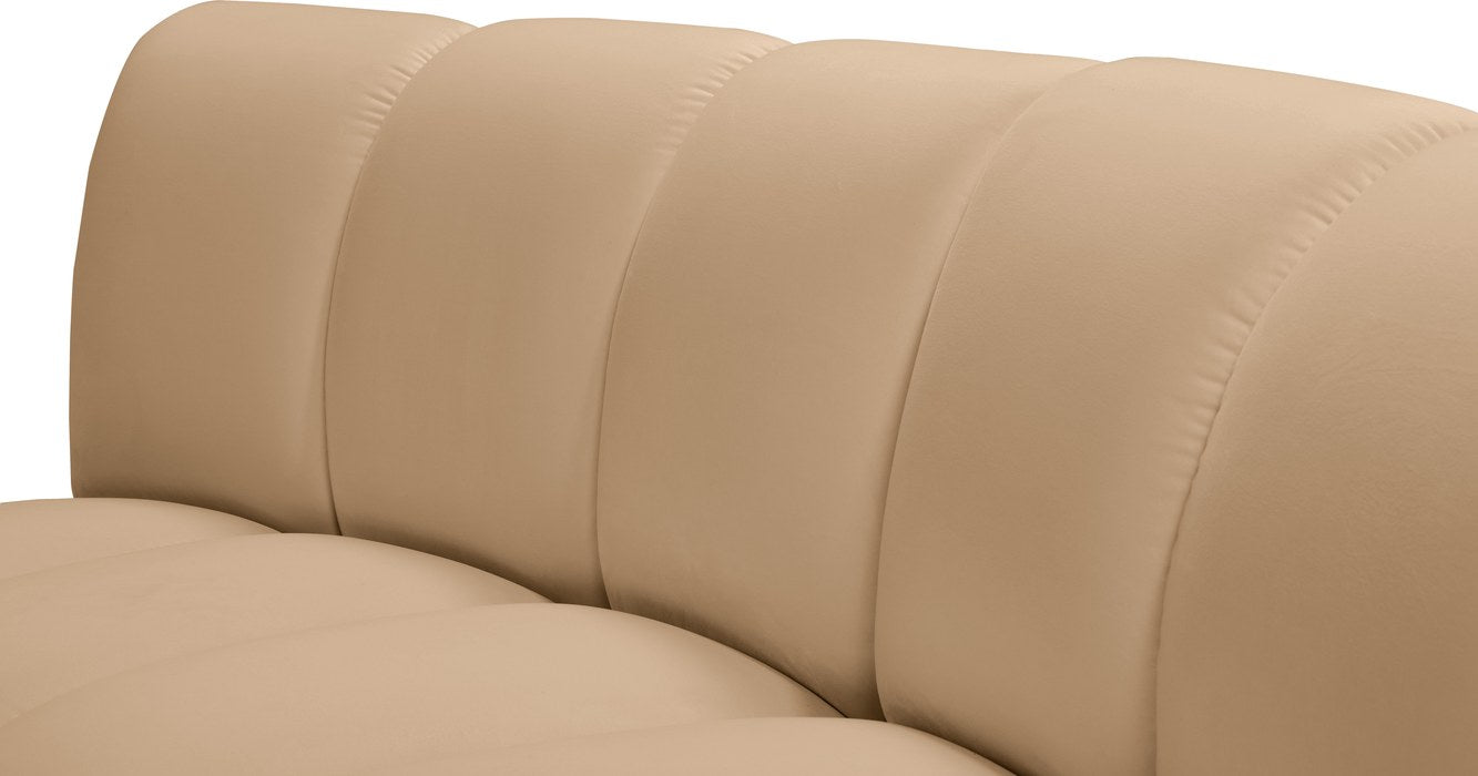 Meridian Furniture - Infinity 174" Camel Velvet Upholstered 6pc. Sectional - 638Camel-6PC - GreatFurnitureDeal