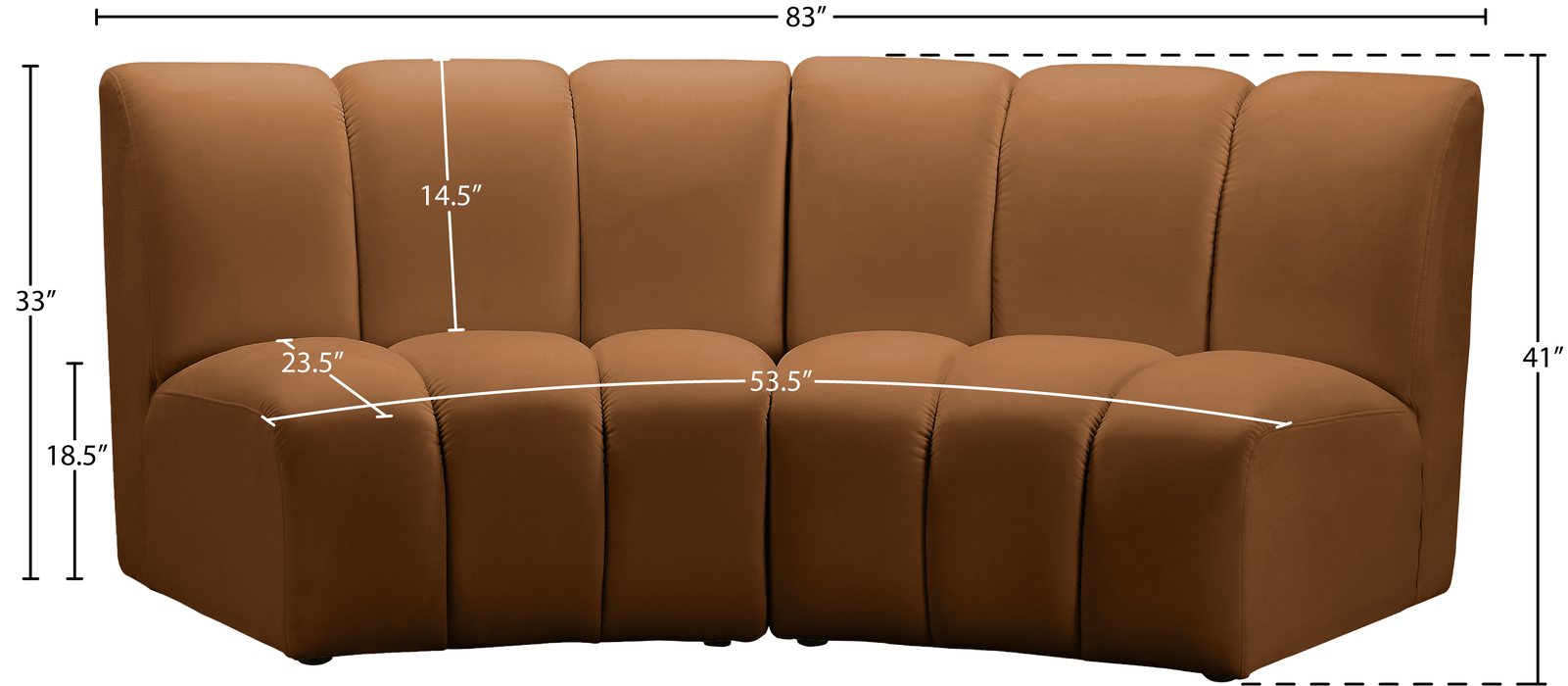 Meridian Furniture - Infinity 83" Saddle Velvet Upholstered 2pc. Sectional - 638Saddle-2PC - GreatFurnitureDeal