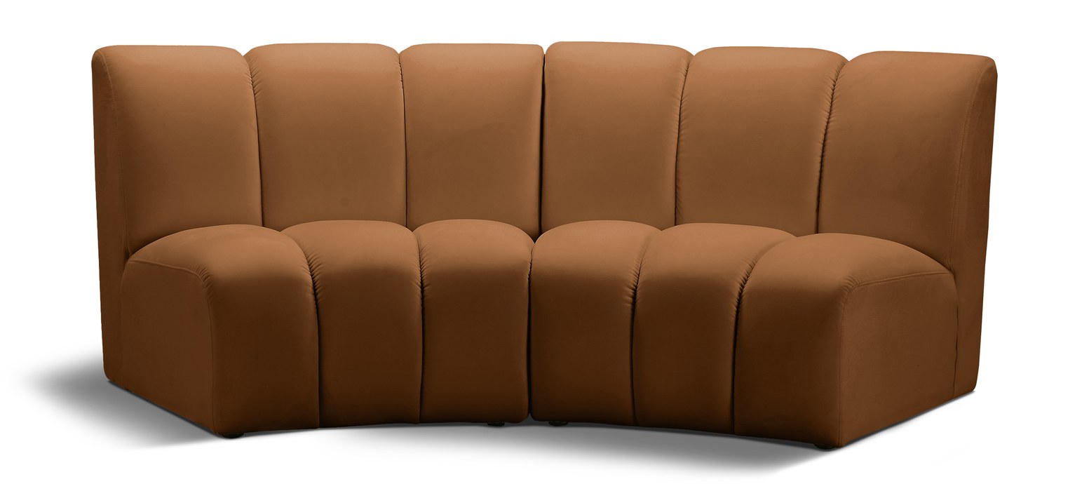 Meridian Furniture - Infinity 83" Saddle Velvet Upholstered 2pc. Sectional - 638Saddle-2PC - GreatFurnitureDeal
