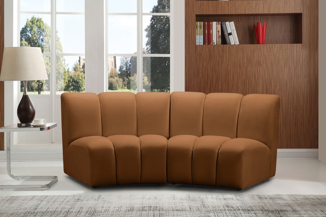Meridian Furniture - Infinity 83" Saddle Velvet Upholstered 2pc. Sectional - 638Saddle-2PC - GreatFurnitureDeal
