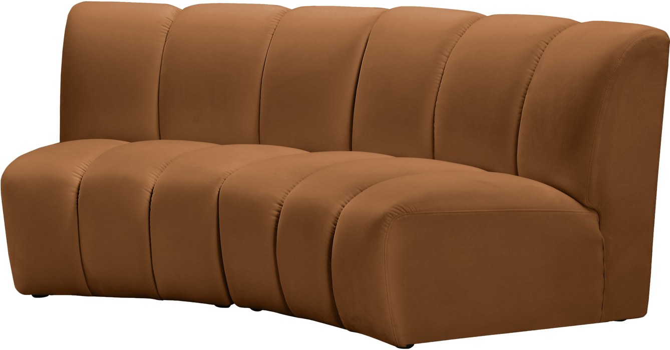 Meridian Furniture - Infinity 83" Saddle Velvet Upholstered 2pc. Sectional - 638Saddle-2PC - GreatFurnitureDeal
