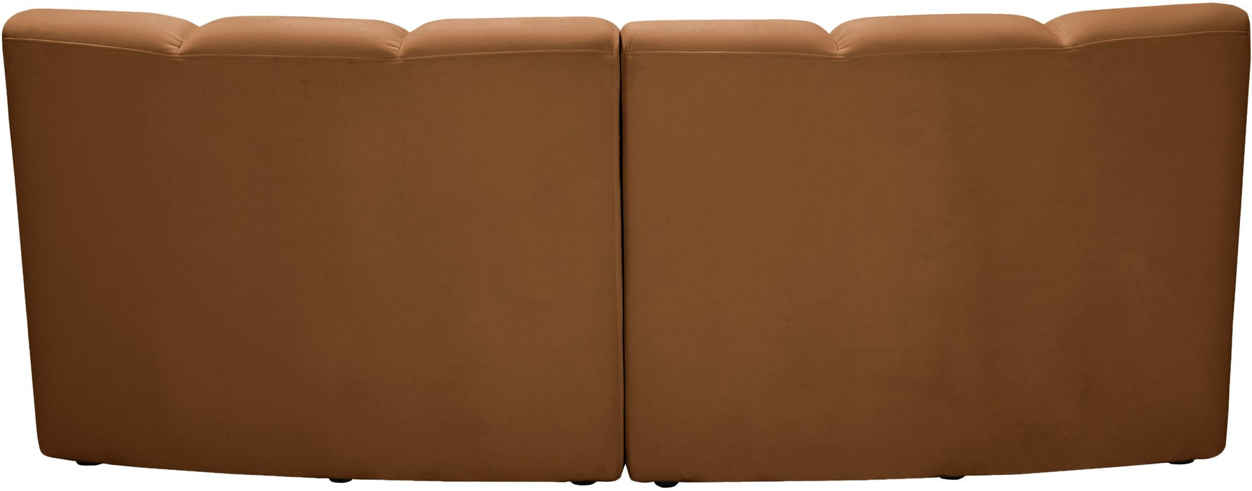 Meridian Furniture - Infinity 83" Saddle Velvet Upholstered 2pc. Sectional - 638Saddle-2PC - GreatFurnitureDeal