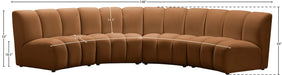 Meridian Furniture - Infinity 148" Saddle Velvet Upholstered 4pc. Sectional - 638Saddle-4PC - GreatFurnitureDeal
