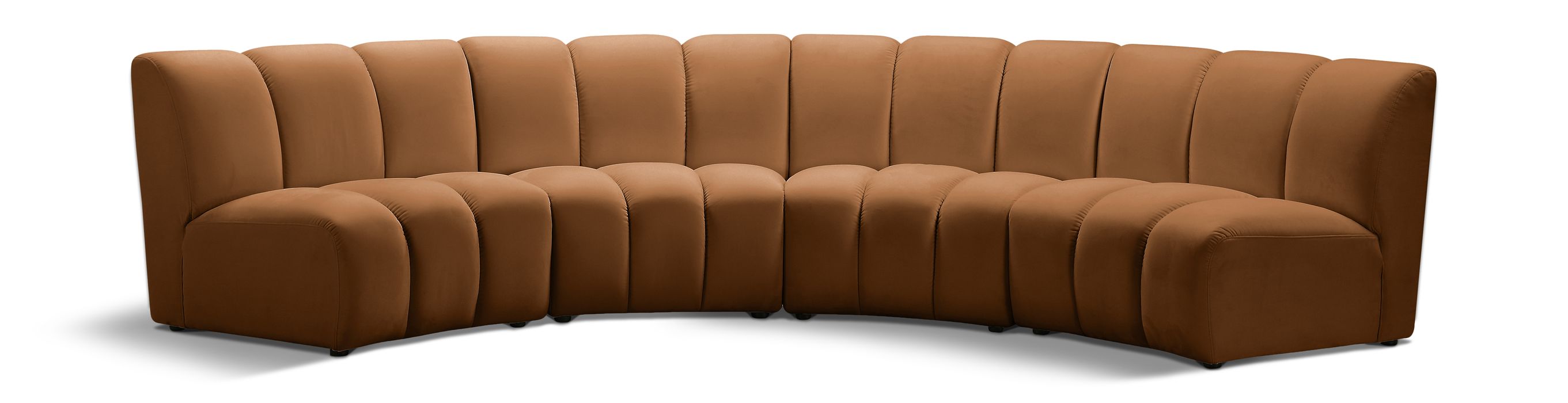 Meridian Furniture - Infinity 148" Saddle Velvet Upholstered 4pc. Sectional - 638Saddle-4PC - GreatFurnitureDeal