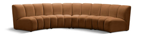 Meridian Furniture - Infinity 148" Saddle Velvet Upholstered 4pc. Sectional - 638Saddle-4PC - GreatFurnitureDeal