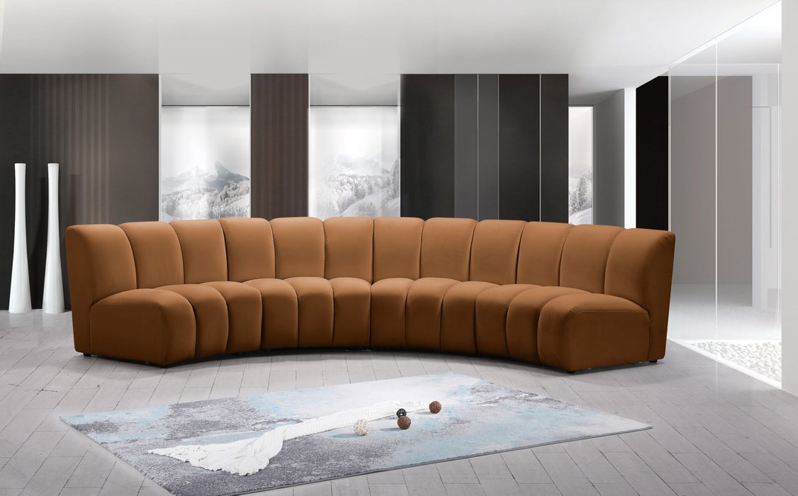 Meridian Furniture - Infinity 148" Saddle Velvet Upholstered 4pc. Sectional - 638Saddle-4PC - GreatFurnitureDeal