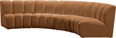 Meridian Furniture - Infinity 148" Saddle Velvet Upholstered 4pc. Sectional - 638Saddle-4PC - GreatFurnitureDeal