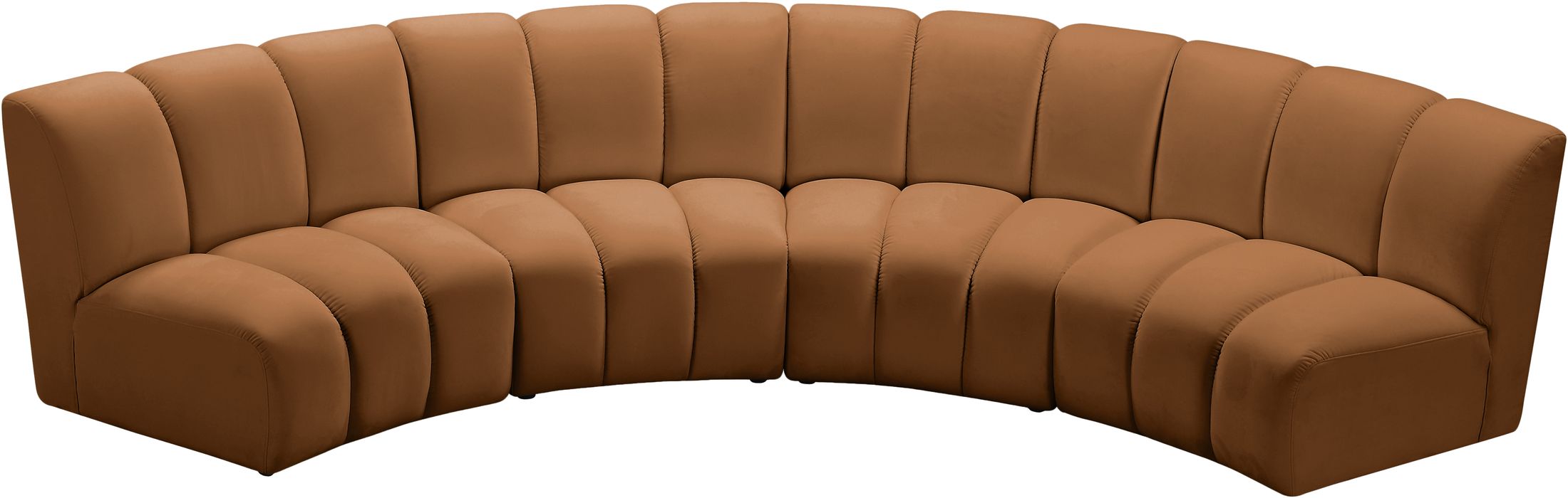 Meridian Furniture - Infinity 148" Saddle Velvet Upholstered 4pc. Sectional - 638Saddle-4PC - GreatFurnitureDeal